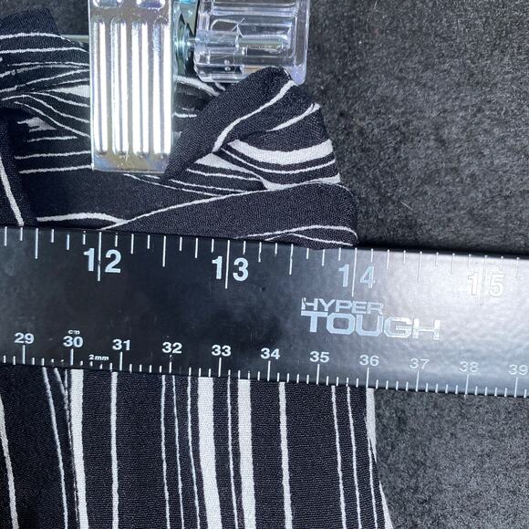 Express Womens Pants Black White Striped Wide Leg High Rise Belted Flowy 2R - Picture 7 of 13